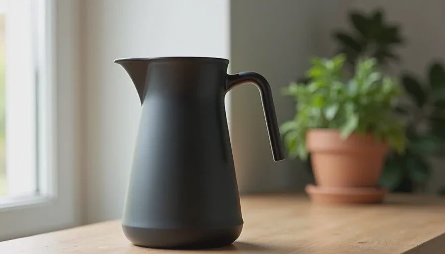 After five prompt changes: believable proportions, dry surface, shaped light and clear hierarchy Final Image2.5 product image of the matte black ceramic pour-over kettle after five targeted prompt changes for proportion, material, light, scale and hierarchy