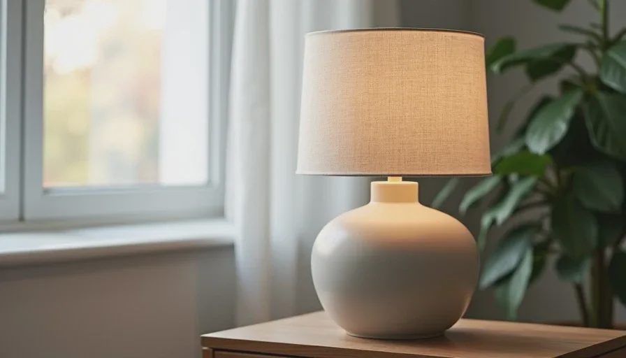 Final Image2.5 result with clear left-side diffused window light defining the ceramic lamp’s form and texture