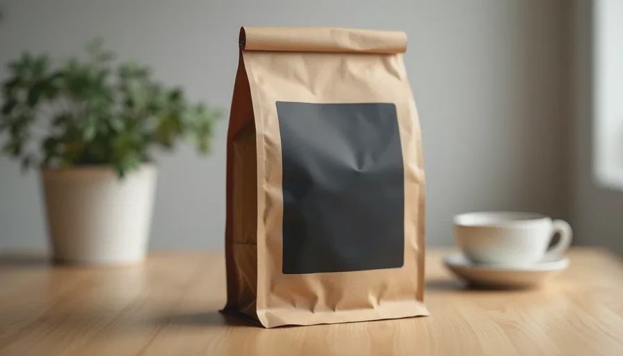 Final usable social media visual after Image2.5 prompt and composition adjustments Final professional Image2.5 social media visual of the kraft coffee bag with clean lower third and clear label for Instagram use