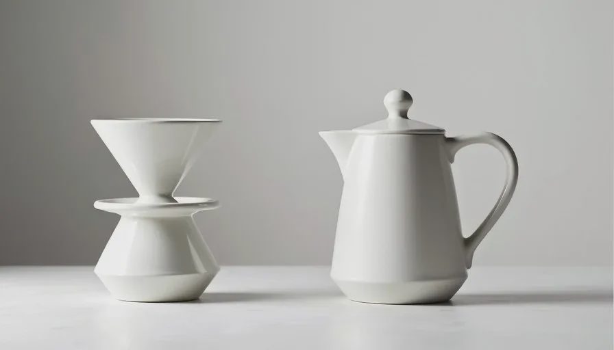 Final launch concept set after hero lock, supporting scenes and channel checks Final Image2.5 product launch concept set showing consistent matte ceramic pour-over pieces across hero and supporting scenes with clean text space