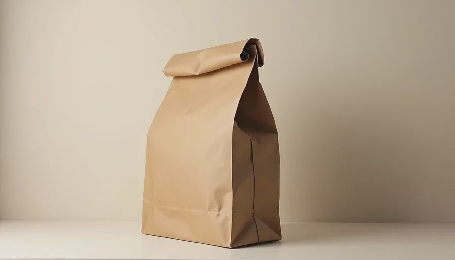 Baseline packaging frame used to lock structure and material before testing variations Early Image2.5 packaging baseline generation of a simple kraft bag form on a neutral surfaceg